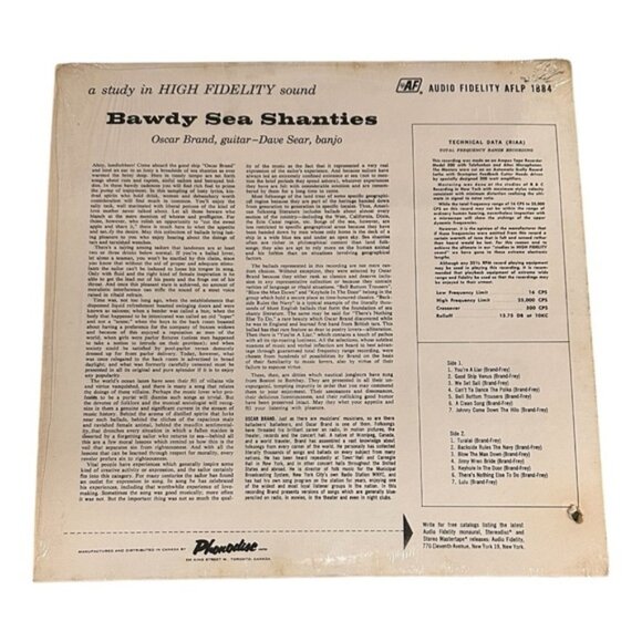Oscar Brand And Dave Sear Old Time Bawdy Sea Shanties Vinyl LP - Picture 2 of 8